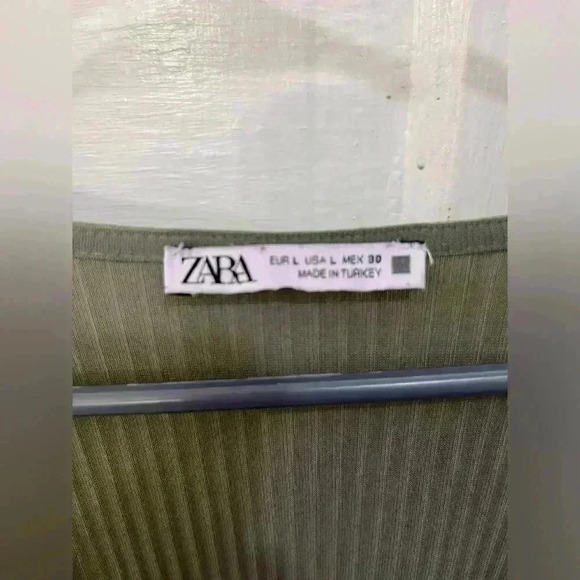 ZARA olive green lightweight flowy‎ dress size large - Picture 5 of 7